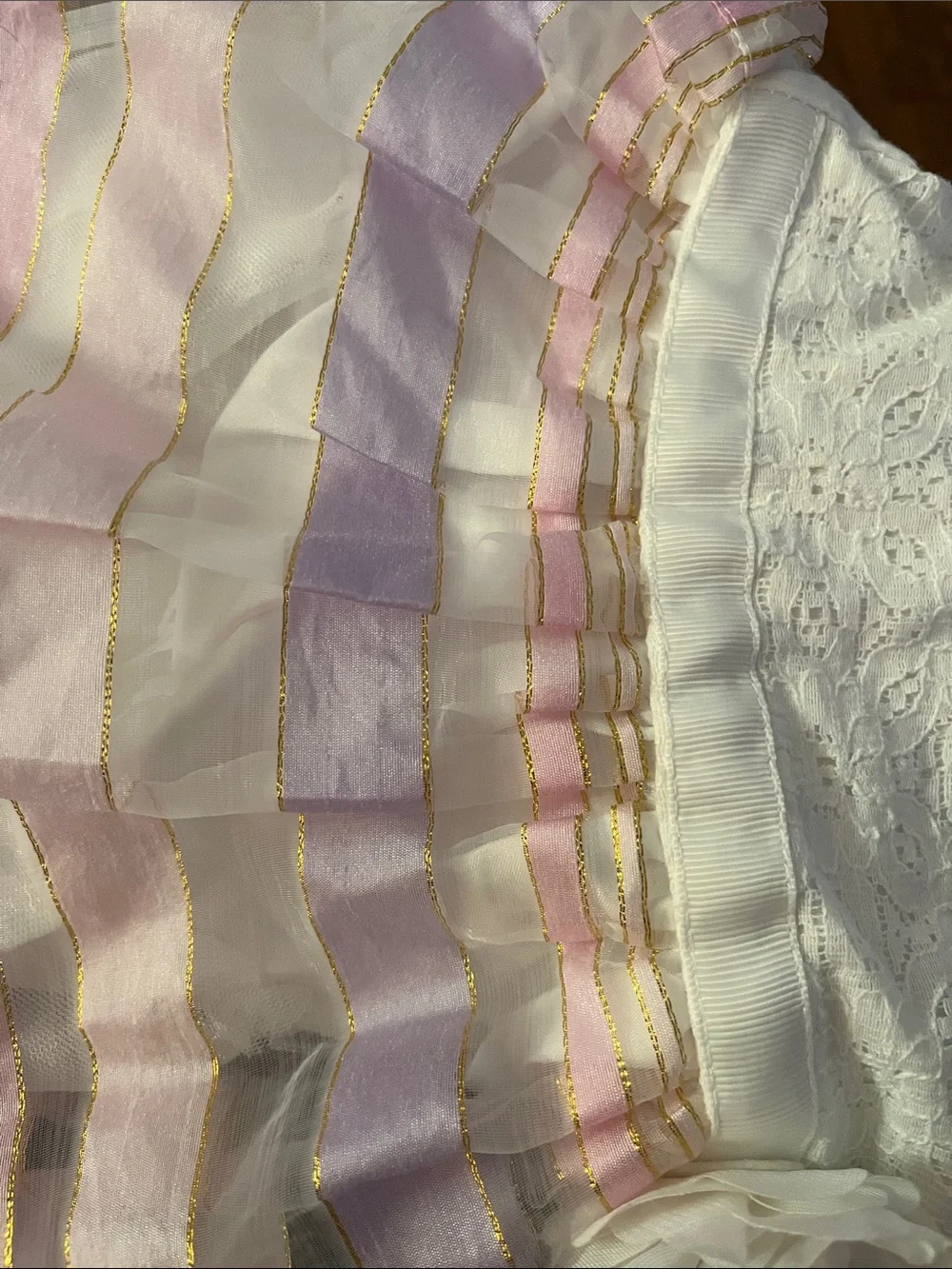 The Children's Place White Lace Bodice Pastel Striped Dress with Flower